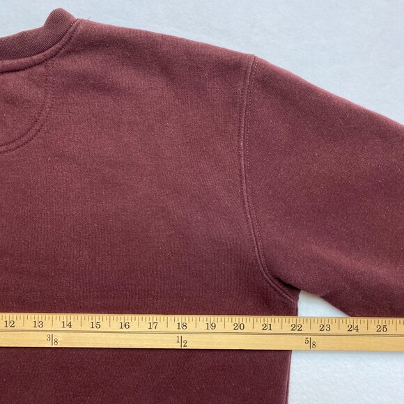 Carhartt Hoodie Men's S Burgundy Maroon Loose Fit Logo Pullover Crewneck - Picture 10 of 12